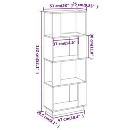 Berkfield Book Cabinet/room Divider White 51X25X132 Cm Solid Wood Pine - thumbnail 8