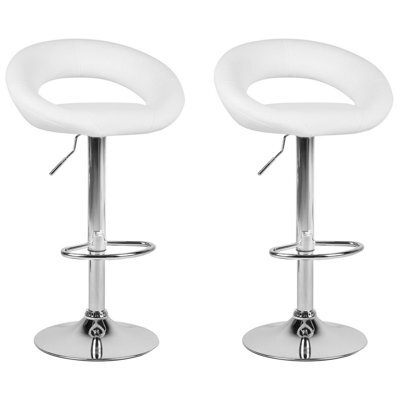 Beliani Set Of 2 Bar Chairs Peoria Faux Leather Swivel White - image 1