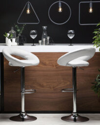 Beliani Set Of 2 Bar Chairs Peoria Faux Leather Swivel White - thumbnail 2