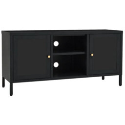 Berkfield Tv Cabinet Black 105X35X52 Cm Steel And Glass - thumbnail 2