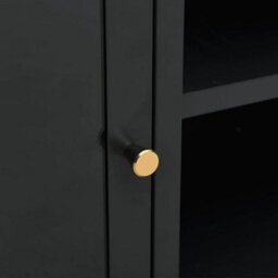 Berkfield Tv Cabinet Black 105X35X52 Cm Steel And Glass - thumbnail 7