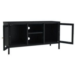 Berkfield Tv Cabinet Black 105X35X52 Cm Steel And Glass - thumbnail 6