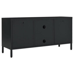 Berkfield Tv Cabinet Black 105X35X52 Cm Steel And Glass - thumbnail 5