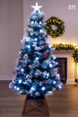 Christmas Tree World The 6Ft/180Cm Snowy Led Frosted Pine Fibre Optic Tree - image 1