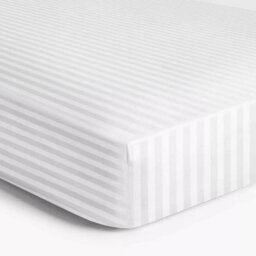 Ameha Stripe Fitted Sheet 40 Cm Deep Pocket- Hypoallergenic Easy Care White Bed Sheets Uk Double Bedsheet(137X190Cm) - thumbnail 3