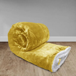 Ameha Sherpa Fleece Blanket King Ochre 200X240Cm Reversible Throw For Sofa, Bed & Travel - thumbnail 3