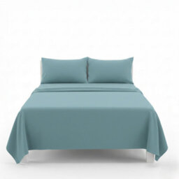 Easy Care Flat Bed Sheet Polycotton Durable Low Maintenance Bedding Duck Egg Blue - thumbnail 2