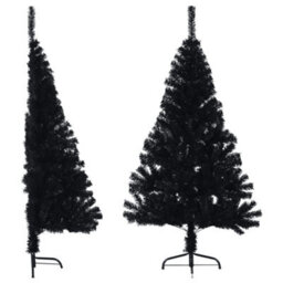 Vidaxl Artificial Half Christmas Tree With Stand Black 150 Cm Pvc