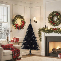 Vidaxl Artificial Half Christmas Tree With Stand Black 150 Cm Pvc - thumbnail 2