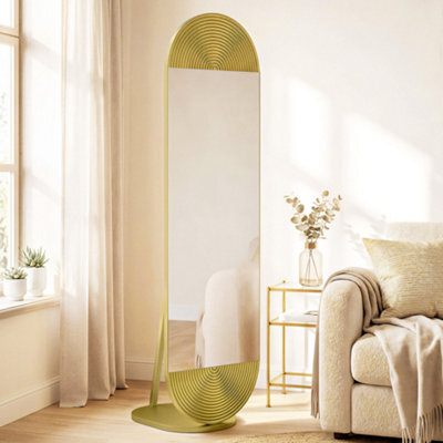 Homcom Wavy Full Length Mirror With Metal Frame And Base, Gold Tone - image 1