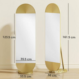 Homcom Wavy Full Length Mirror With Metal Frame And Base, Gold Tone - thumbnail 3