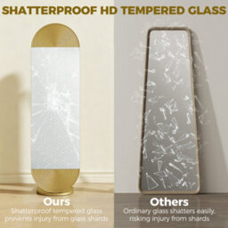 Homcom Wavy Full Length Mirror With Metal Frame And Base, Gold Tone - thumbnail 7