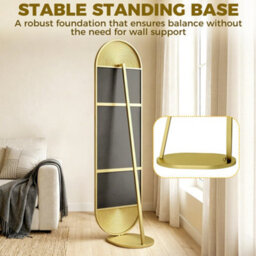 Homcom Wavy Full Length Mirror With Metal Frame And Base, Gold Tone - thumbnail 6