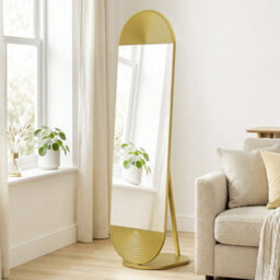 Homcom Wavy Full Length Mirror With Metal Frame And Base, Gold Tone - thumbnail 9