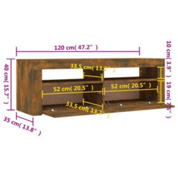 Vidaxl Tv Cabinet With Led Lights Smoked Oak 120X35X40 Cm - thumbnail 3