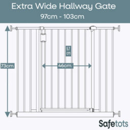 Safetots Extra Wide Hallway Gate, 97Cm - 103Cm, Black, Pressure Fit Baby Gate For Hallways And Wide Spaces - thumbnail 3