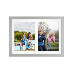 AK Frames 20X14 Silver Modern Multi Photo Frame With White Mount - Holds 2 Apertures (2X) A4 Photos - thumbnail 1