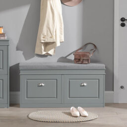 Sobuy Shoe Cabinet With 2 Flip-Doors 40.9X9.5X20 Inch Load Capacity 150 Kg Fsr64-Hg - Gray - thumbnail 7