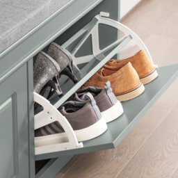 Sobuy Shoe Cabinet With 2 Flip-Doors 40.9X9.5X20 Inch Load Capacity 150 Kg Fsr64-Hg - Gray - thumbnail 6