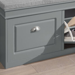 Sobuy Shoe Cabinet With 2 Flip-Doors 40.9X9.5X20 Inch Load Capacity 150 Kg Fsr64-Hg - Gray - thumbnail 5