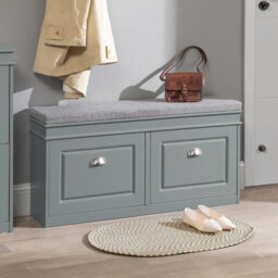 Sobuy Shoe Cabinet With 2 Flip-Doors 40.9X9.5X20 Inch Load Capacity 150 Kg Fsr64-Hg - Gray - thumbnail 2