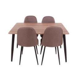Core Products Aspen Dining Set - Rectangular Table And Four Brown Fabric Upholstered Chairs, H75.0Cm X W80.0Cm X L120.0Cm - thumbnail 2