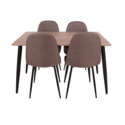 Core Products Aspen Dining Set - Rectangular Table And Four Brown Fabric Upholstered Chairs, H75.0Cm X W80.0Cm X L120.0Cm - thumbnail 3