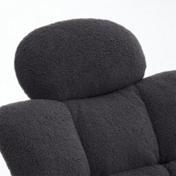 Abrihome Soft Teddy Fabric Tufted Upholstered Rocking Chair Padded Seat With Headrest For Living Room Bedroom, Dark Grey - thumbnail 3