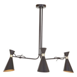 Orsina 3 Shade Black & Gold Pendant Light With Bent Arms, Ceiling Lamp With Adjustable Rods, Two-Tone Metal Pendant - thumbnail 2