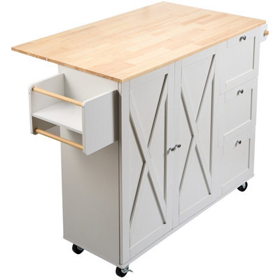 "Vevor Kitchen Island Cart With Solid Wood Top, 45.3"" Width Mobile Carts With Storage Cabinet, Rolling Kitchen Table" - image 1