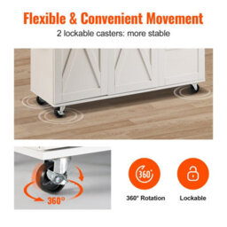 "Vevor Kitchen Island Cart With Solid Wood Top, 45.3"" Width Mobile Carts With Storage Cabinet, Rolling Kitchen Table" - thumbnail 4