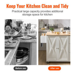 "Vevor Kitchen Island Cart With Solid Wood Top, 45.3"" Width Mobile Carts With Storage Cabinet, Rolling Kitchen Table" - thumbnail 3