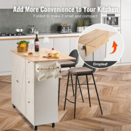 "Vevor Kitchen Island Cart With Solid Wood Top, 45.3"" Width Mobile Carts With Storage Cabinet, Rolling Kitchen Table" - thumbnail 6