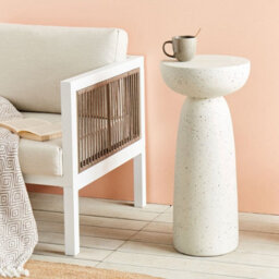 Beliani White Terrazzo Accent Side Table 33 Cm Round, Weather-Resistant Outdoor And Indoor - thumbnail 2
