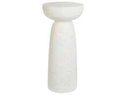 Beliani White Terrazzo Accent Side Table 33 Cm Round, Weather-Resistant Outdoor And Indoor - thumbnail 1