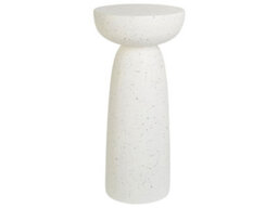 Beliani White Terrazzo Accent Side Table 33 Cm Round, Weather-Resistant Outdoor And Indoor