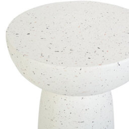 Beliani White Terrazzo Accent Side Table 33 Cm Round, Weather-Resistant Outdoor And Indoor - thumbnail 4