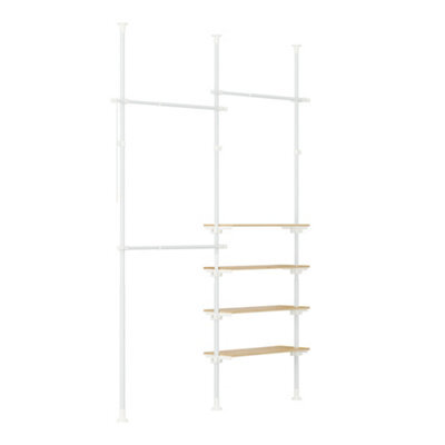 Sobuy Kls17-Nw, Telescopic Clothes Rail, Heavy Duty Clothes Rack, Adjustable Open Wardrobe With Hanging Rails - image 1