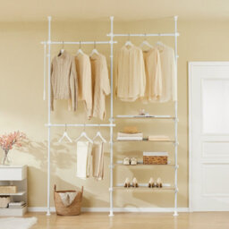 Sobuy Kls17-Nw, Telescopic Clothes Rail, Heavy Duty Clothes Rack, Adjustable Open Wardrobe With Hanging Rails - thumbnail 4