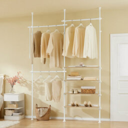 Sobuy Kls17-Nw, Telescopic Clothes Rail, Heavy Duty Clothes Rack, Adjustable Open Wardrobe With Hanging Rails - thumbnail 5