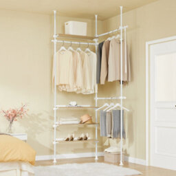 Sobuy Kls17-Nw, Telescopic Clothes Rail, Heavy Duty Clothes Rack, Adjustable Open Wardrobe With Hanging Rails - thumbnail 2