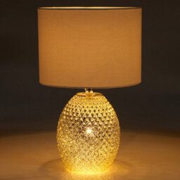 K Living Chantelle Champagne Diamond Cut Pattern Glass Table Lamp, With Silver Metallic Finish And White Shade - thumbnail 2