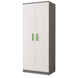 Arte Smyk Ii 06 White Front Grey Carcass Hinged Wardrobe 800mm H1930mm D500mm With Vibrant Lime Green Handles - thumbnail 1