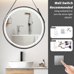 Luvodi 800mm Large Round Led Bathroom Mirror Light Dimmable Anti-Fog Makeup Mirror, Wall Switch Or Plug-In - thumbnail 9