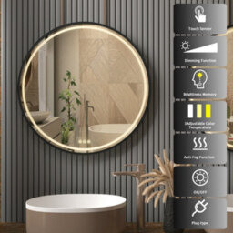 Luvodi 800mm Large Round Led Bathroom Mirror Light Dimmable Anti-Fog Makeup Mirror, Wall Switch Or Plug-In - thumbnail 5