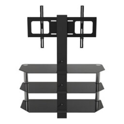"Avf Black Glass 90Cm Tv Stand With Tv Mounting Column, For Tvs 32-60"" - Black/chrome" - thumbnail 6