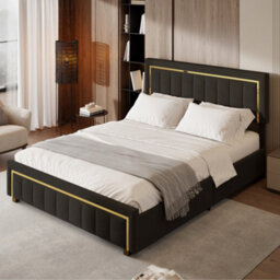 5Ft King Bed, Upholstered Ottoman Bed Frame With Adjustable Headboard, Black Velvet 150X200Cm - thumbnail 5