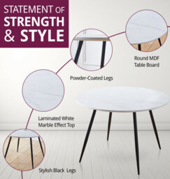 Hallowood Furniture Cullompton Large Round Dining Table 120Cm With 4 Light Grey Faux Leather Chairs - thumbnail 4