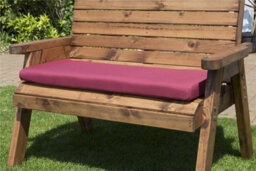 Charles Taylor Wooden Garden 3 Seater Bench Seat Armchair & Red Cushion & Cover - thumbnail 4