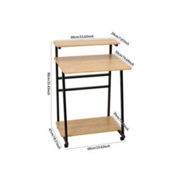 3 Tier Rolling Computer Desk Metal Frame Laptop Table Home Office Workstation - thumbnail 2